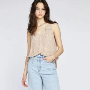 Gentle Fawn Cassandra Tank Womens Medium Sand Mini Floral Peasant Blouse Top